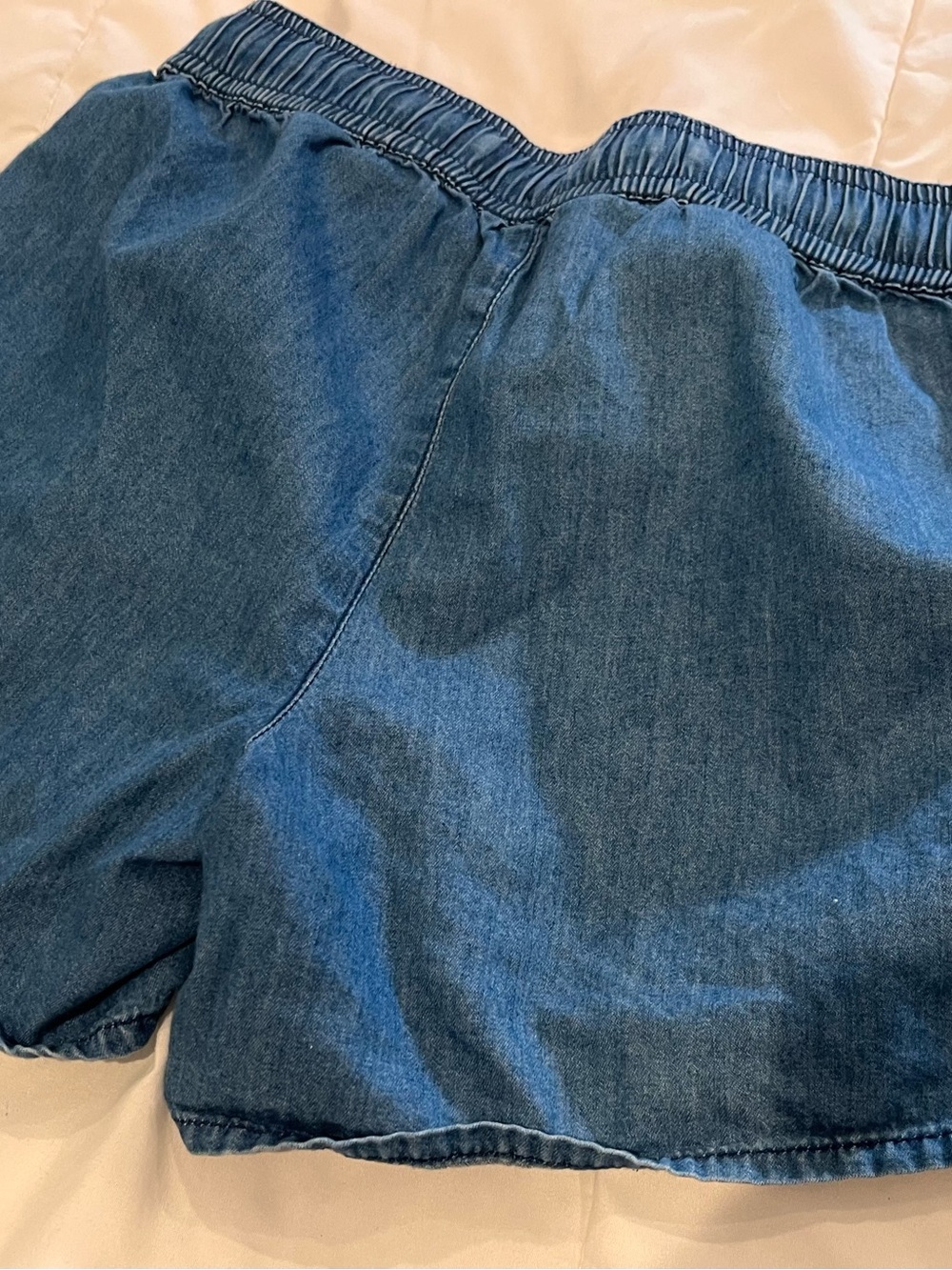 Garnet Hill chambray denim girl’s large blue shorts embroidery pull on - Picture 3 of 10
